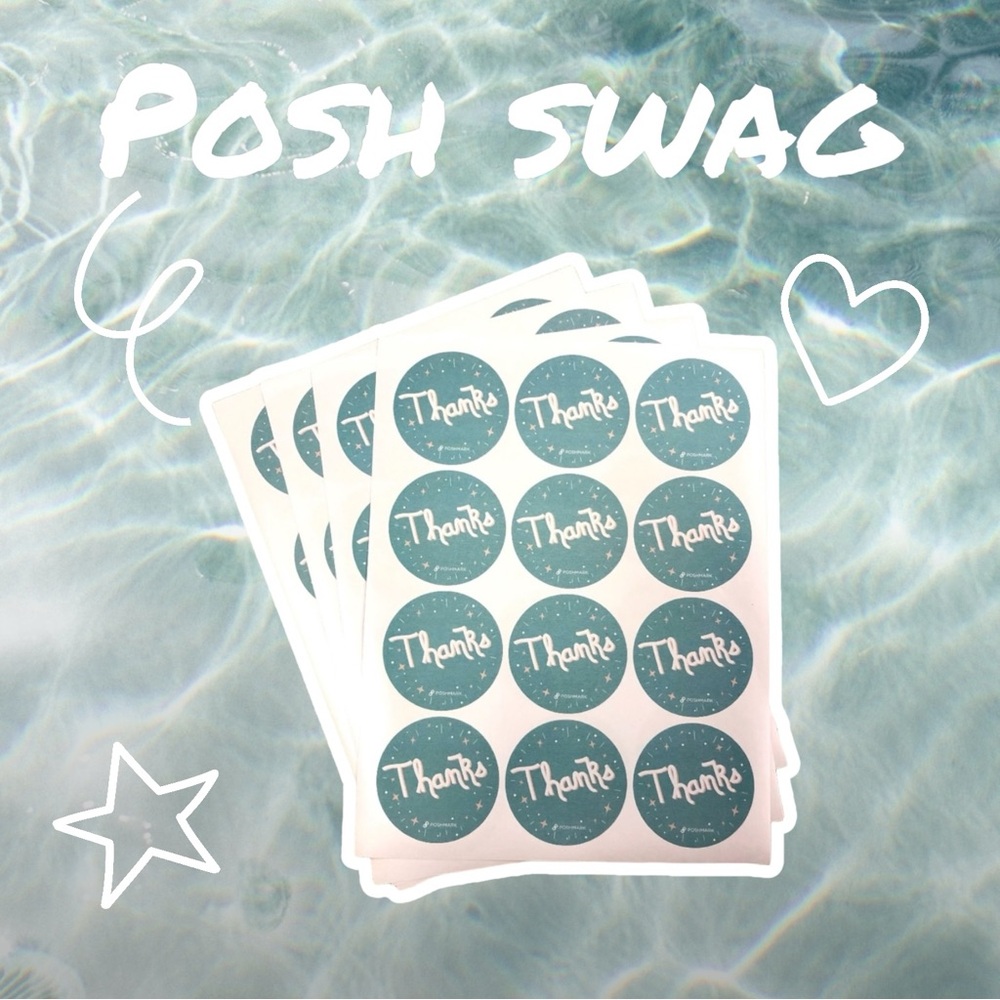 new Poshmark ★ Set 48 Thank You Stickers ★ Blue ★ 2.5” Round ★ Limited Edition ★